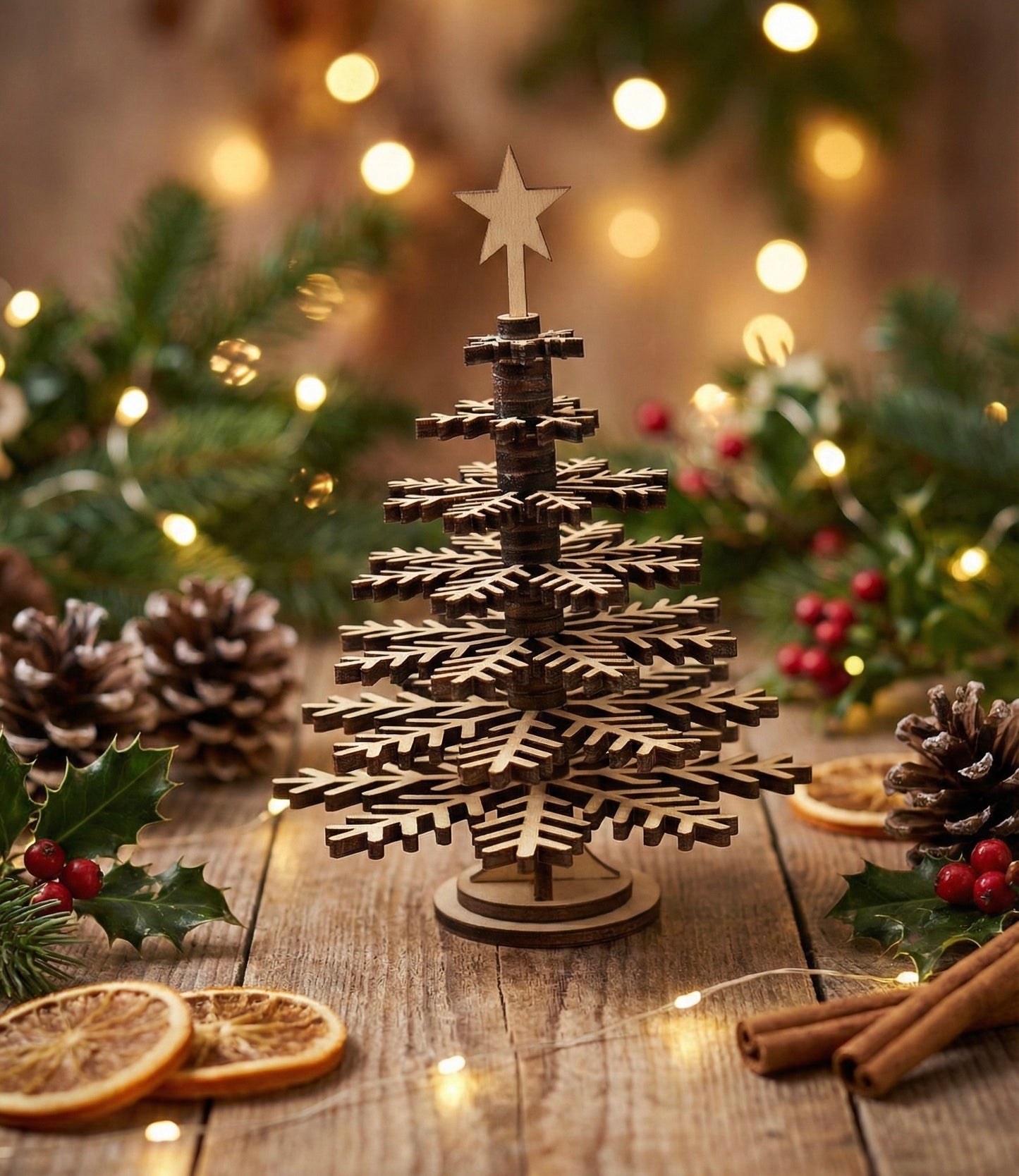 Deko Weihnachtsbaum aus Holz