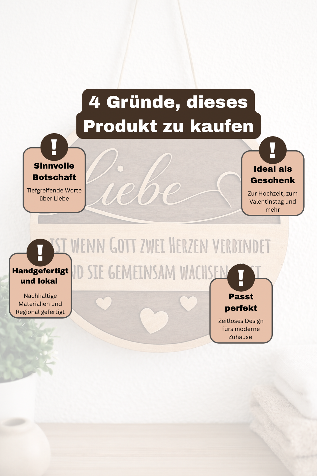 Holzschild „Liebe“ – handgefertigte Wanddekoration mit Bedeutung