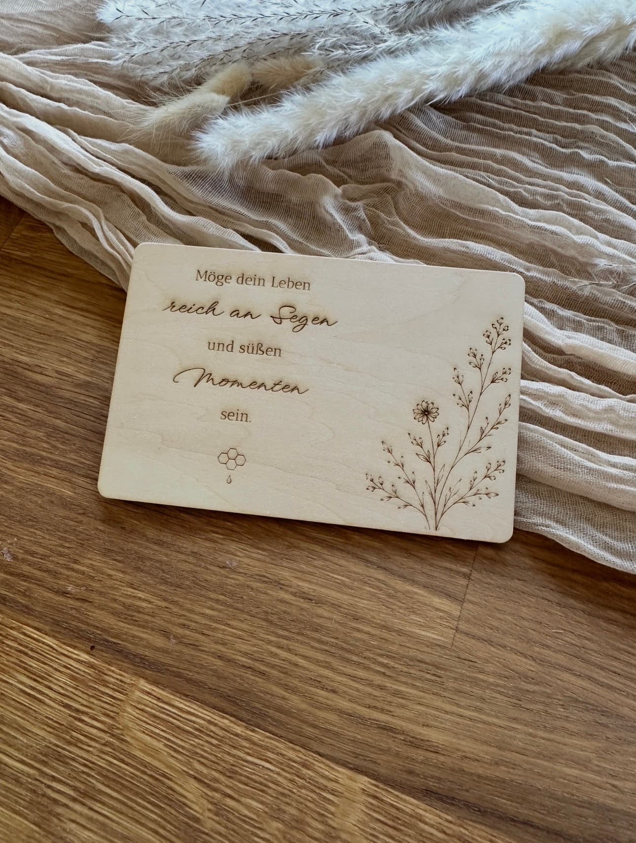 Personalisierbare Grußkarte aus Holz - Segen