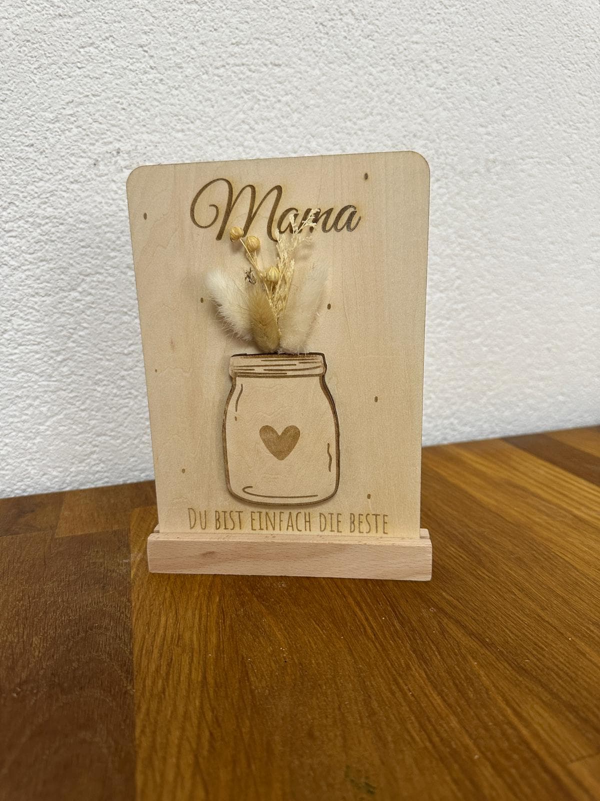 Beste Mama Aussteller mit Blumenvase aus Holz
