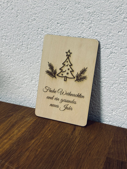 Weihnachtsgrußkarte aus Holz - Frohe Weihnachten