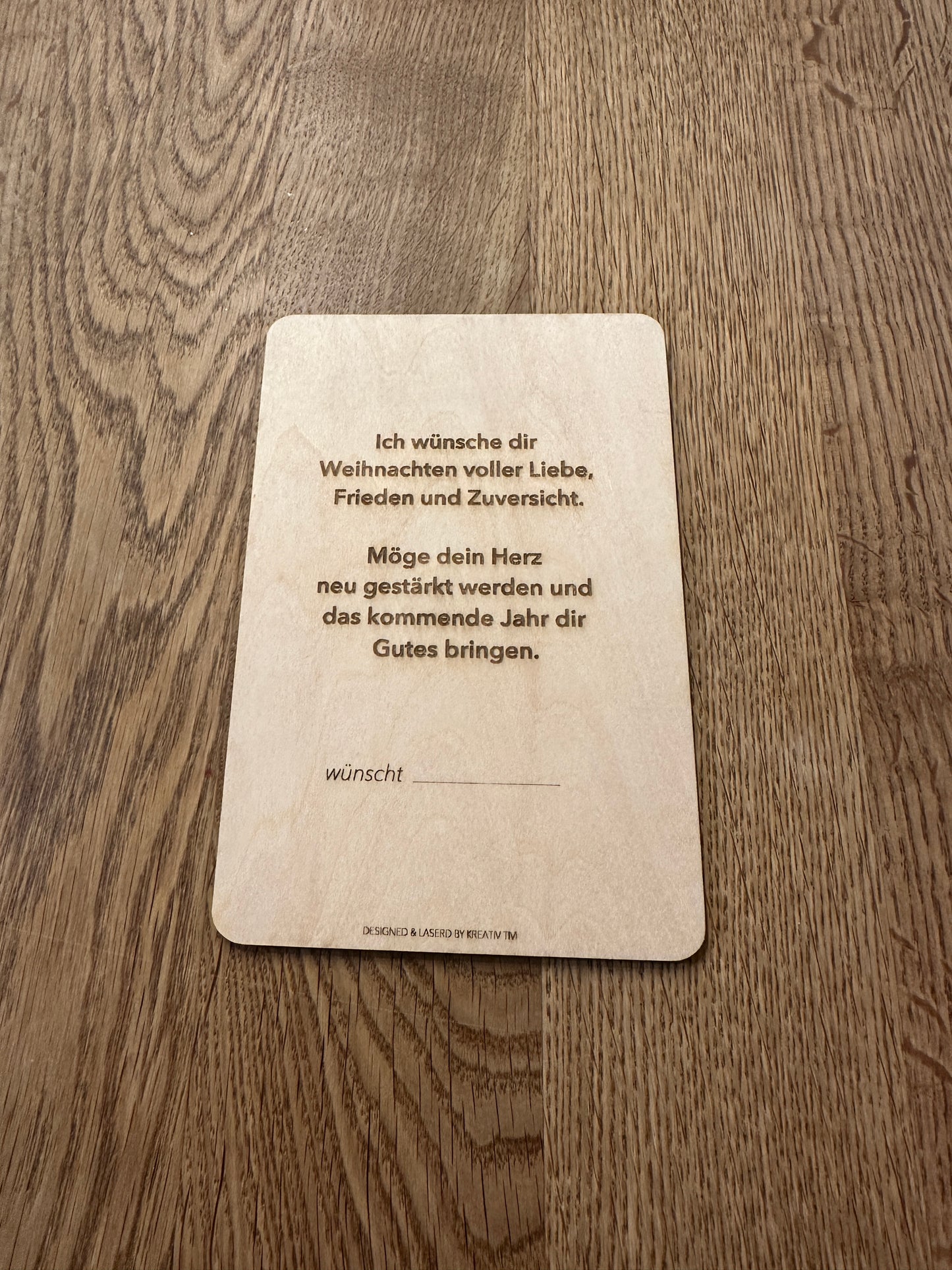 Weihnachtsgrußkarte aus Holz - Frohe Weihnachten