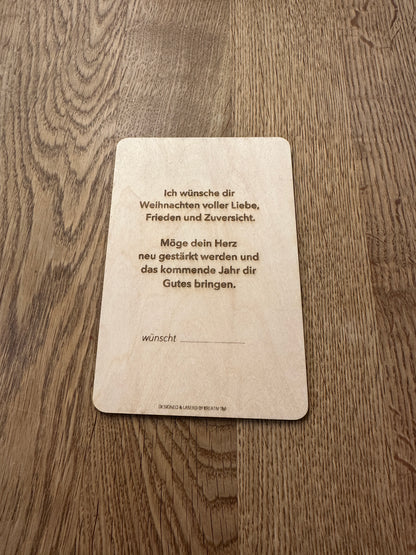 Weihnachtsgrußkarte aus Holz - Frohe Weihnachten