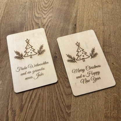 Weihnachtsgrußkarte aus Holz - Frohe Weihnachten