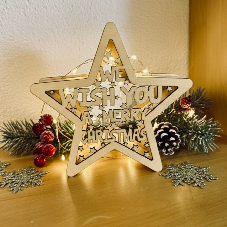 Weihnachtlicher 3D Holzstern