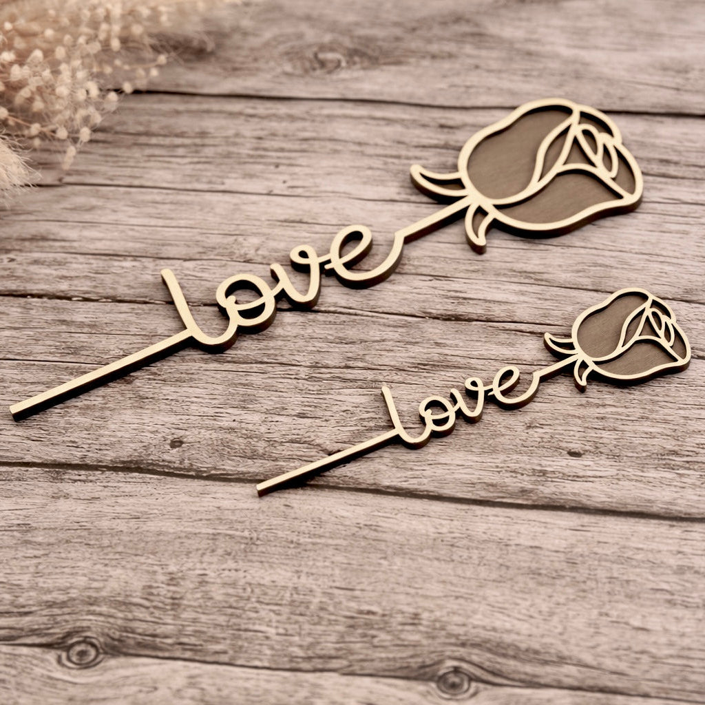 Holz-Deko „Love Rose“ – handgefertigt aus edlem Sperrholz